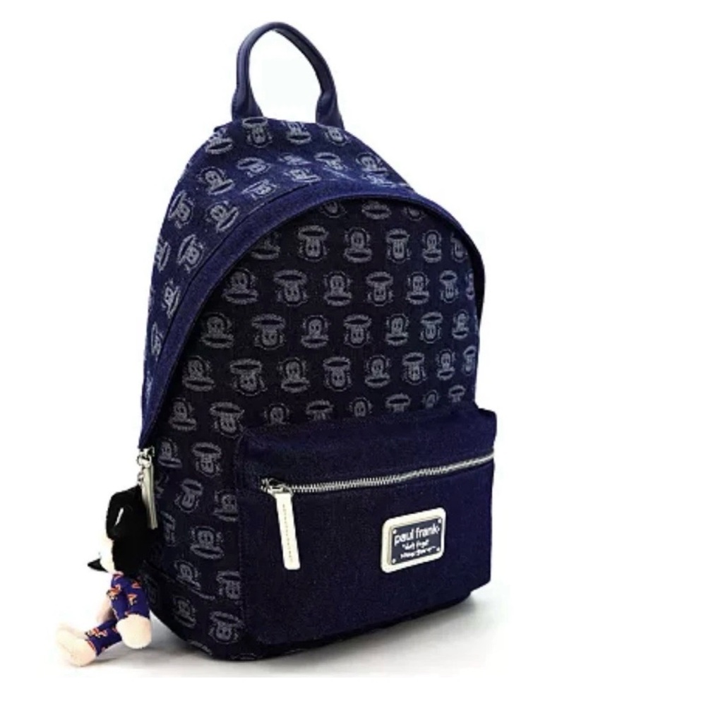 Paul Frank Navy Backpack with Monkey Print - Picture 3 of 5